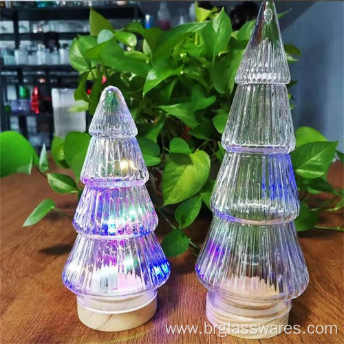 Christmas tree shaped glass jar with ribbed design